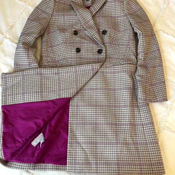 Ann Taylor Checked Double Breasted Chesterfield Blazer Coat - Size S Petite SP - Picture 4 of 6